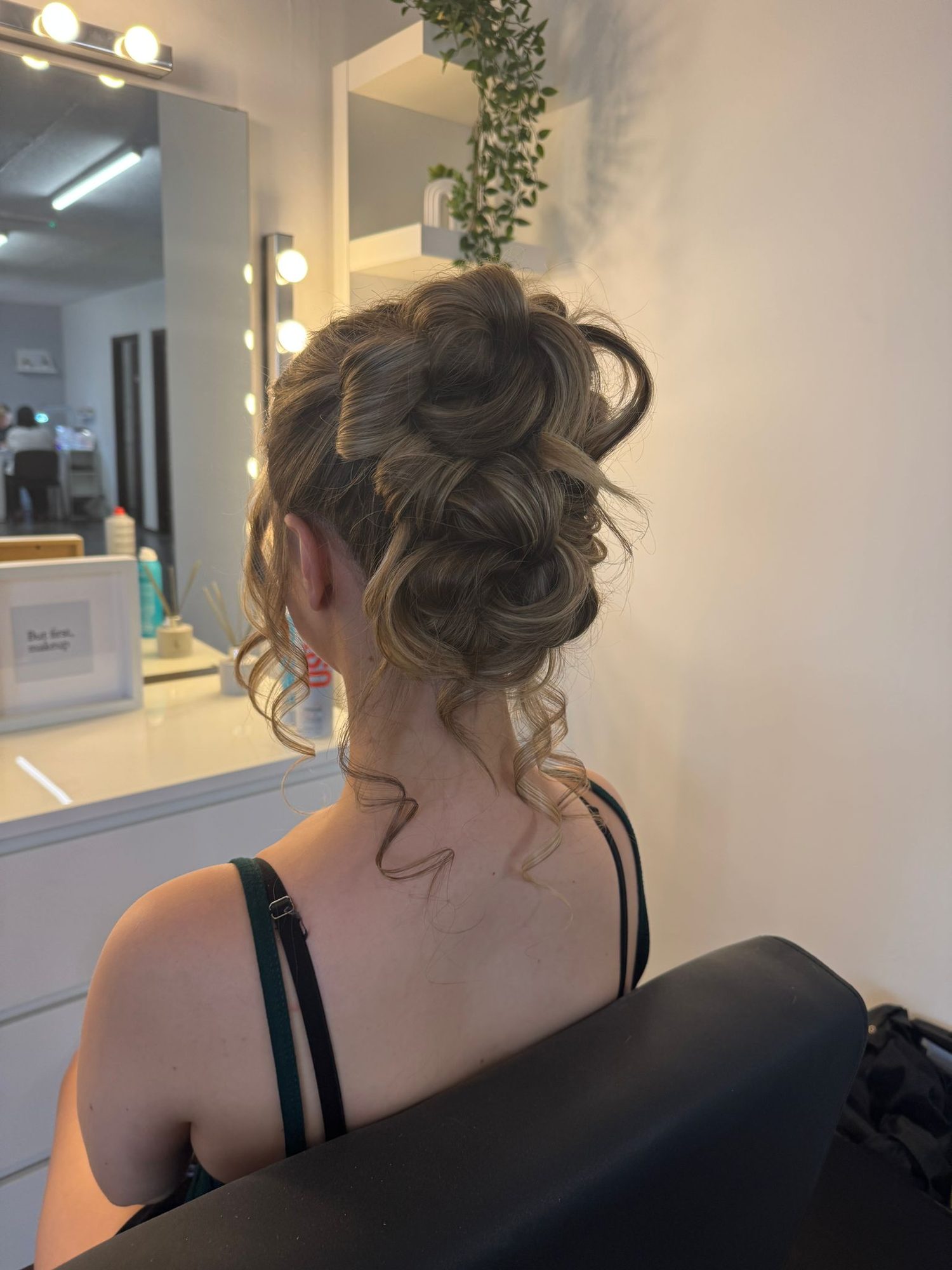 Curly updo occasion hairstyle created by Rebecca at Lucent Hair